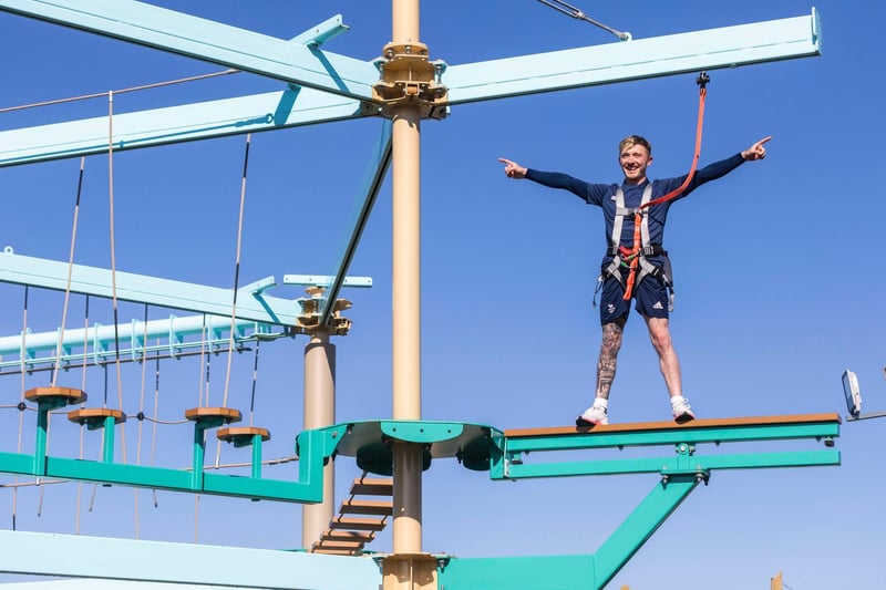 Olympic gymnast Nile Wilson at the new adventure park at Golden Sands Holiday Park in Mablethorpe.
