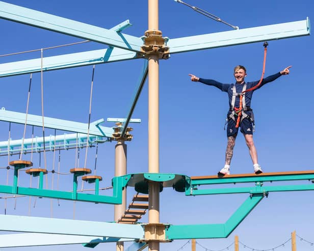 Olympic gymnast Nile Wilson at the new adventure park at Golden Sands Holiday Park in Mablethorpe.