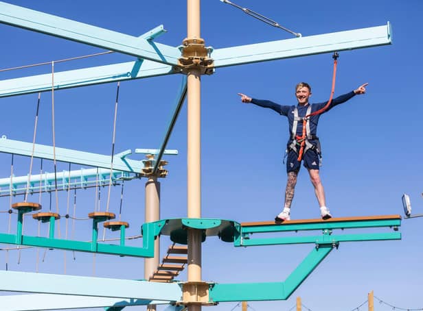 Olympic gymnast Nile Wilson at the new adventure park at Golden Sands Holiday Park in Mablethorpe.