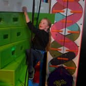 Sophia Roberts, 7, of Ingoldmells was thrilled to test out the Click 'n Climb. She used to have to travel to Lincoln for a climbing wall.