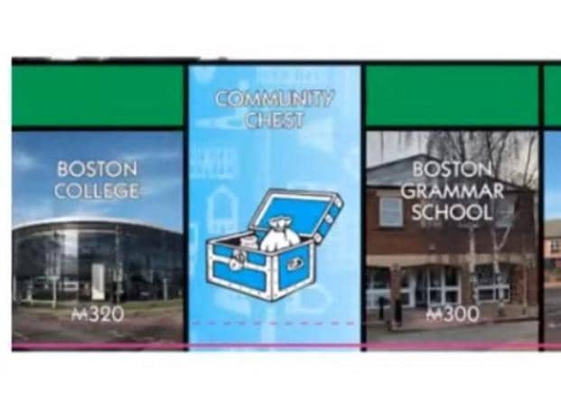 Part of the Boston Monopoly board