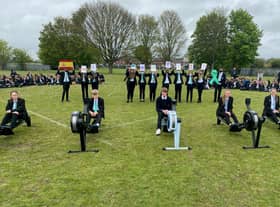 Rowing the Academy across the line after students and staff completed a distance of 1447km or 920 miles from Somercotes to Spain are Edie Bowman, Daniel Petley, Aiden Finch, Libby Hudson and Rosie Lee. The whole Academy took part in this event over five days to highlight Mental Health Week. EMN-210524-112225001