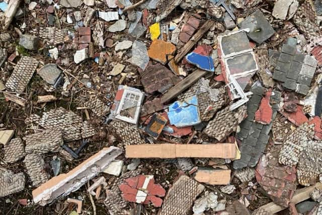 The remains of Skegnes Model Village left in a pile outside the former attraction. Photo: John Byford.