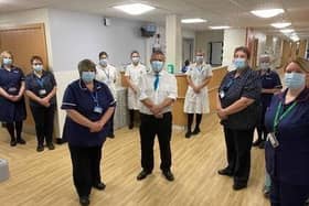 Professor Jonathan Van-Tam pictured with some of the staff from Dixon Ward during a visit to officially open their new gastroenterology day case suite on the ward at Lincoln County Hospital.