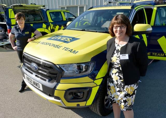 LIVES chief executive Nikki Cooke and county council Deputy Leader Coun Patricia Bradwell at the official launch of the falls service at LIVES HQ in Horncastle. EMN-210528-095529001