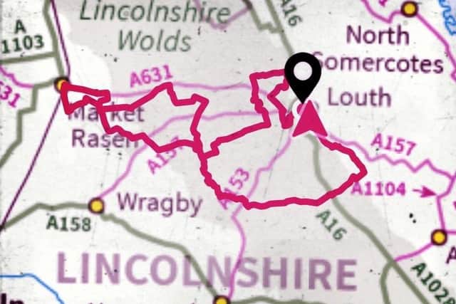 The 100 kilometre route through the Lincolnshire Wolds.