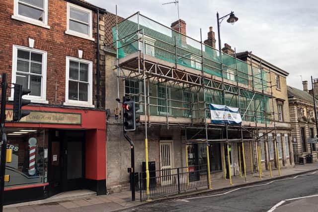 Historic shop fronts on Northgate, Sleaford, undergoing restoration last year. EMN-210525-132341001