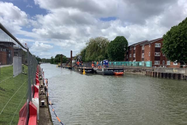 Environment Agency's Fosse Bank defence works.. Photo: Environment Agency
