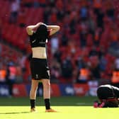 Callum Morton of Lincoln City looks dejected after the Sky Bet League One Play-off Final match between Blackpool and Lincoln City at Wembley Stadium. (Photo by Catherine Ivill/Getty Images)