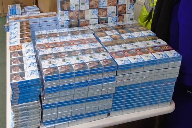 Some of the seized cigarettes.