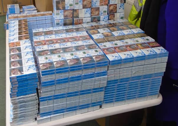 Some of the seized cigarettes.