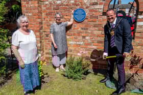 Anita Muchall (Louth Museum), Jess Mackett (Spout Yard trustees), and Mayor of Louth, Councillor Darren Hobson