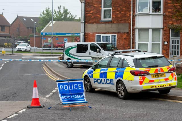 The scene in High Holme Road, Louth, this morning. Photo: John Aron.