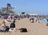 A busy Skegness beach on Bank Holiday Monday.