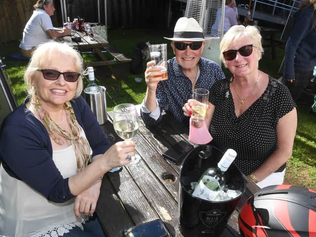 L-R Rosemary O'Leary of Caythorpe, with Bruce and Mary Perkins.