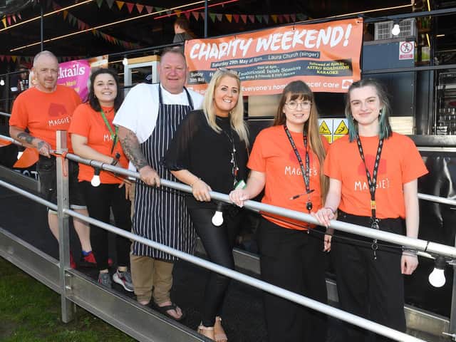 L-R Duncan Shields, Grace Waters, Mark Inman and Anne-Louise Inman - general managers, Lydia Pinfold, Georgia Connor.