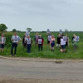 Residents of Pickworth, Newton and Walcot protesting a proposed wind farm. Pictured at the South Kesteven site looking south towards Pickworth.