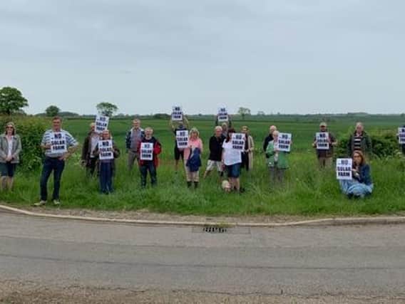 Residents of Pickworth, Newton and Walcot protesting a proposed wind farm. Pictured at the South Kesteven site looking south towards Pickworth.