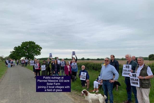 Residents of Pickworth, Newton and Walcot protesting a proposed wind farm. Pictured at the North Kesteven site looking north towards Newton.