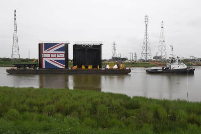 Boston Barrier's new set of defence gates arrive from Holland. EMN-210706-111633005