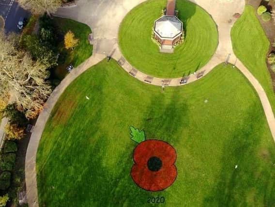 The giant poppy created in the centre of Tower Gardens for Remembrance Day 2020. Now a field of poppies is to be created in Skegness Town Centre to raise awareness of the 91st anniversary of the local branch of the Royal British Legion.