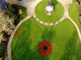 The giant poppy created in the centre of Tower Gardens for Remembrance Day 2020. Now a field of poppies is to be created in Skegness Town Centre to raise awareness of the 91st anniversary of the local branch of the Royal British Legion.
