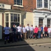 The group of walkers in the Cornmarket ahead of the challenge on May 30/31