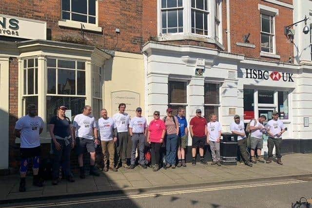 The group of walkers in the Cornmarket ahead of the challenge on May 30/31