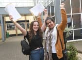 Scenes like these from two years ago won't be possible again this year due to pandemic precautions. 2019 GCSE results at Kesteven and Sleaford High School. L-R Tamzen Brenton 16, Rafia Khan 16 EMN-190822-182601001