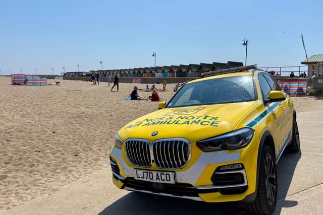 The new Critical Care Car on Mablethorpe beach.