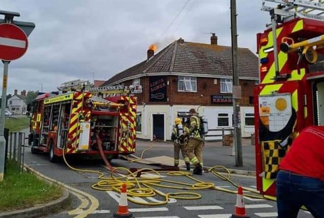 Firefighters at the Linga Longa in Skegness.