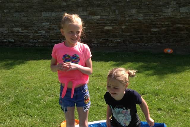 Dotty Dixon and Athena Woodward at Caythorpe primary school's beach day.