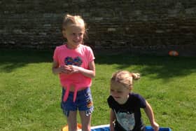 Dotty Dixon and Athena Woodward at Caythorpe primary school's beach day.