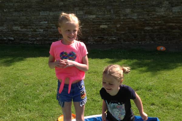 Dotty Dixon and Athena Woodward at Caythorpe primary school's beach day.
