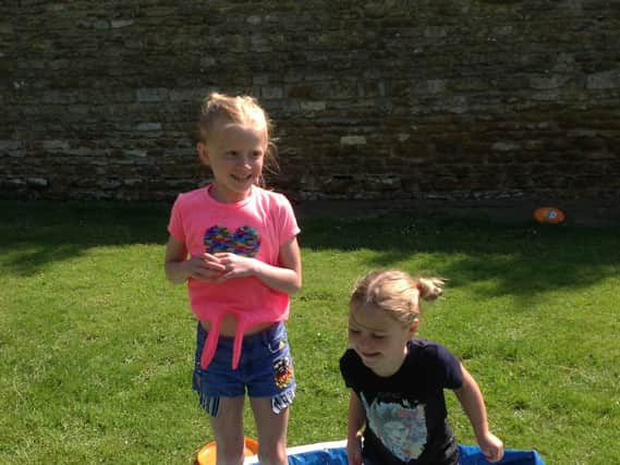 Dotty Dixon and Athena Woodward at Caythorpe primary school's beach day.