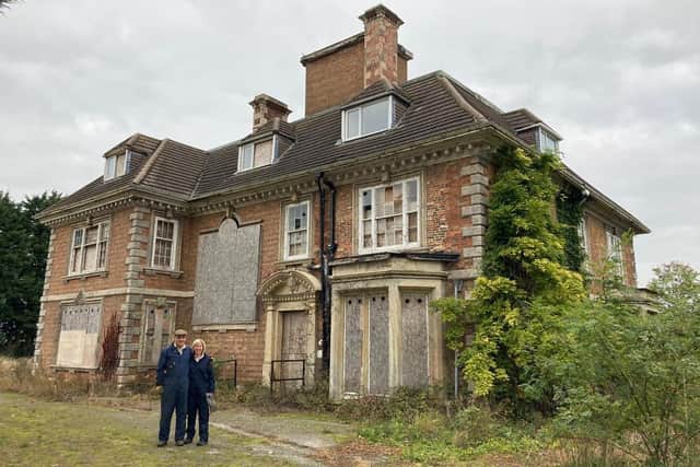 Charles and Sally Pinchbeck outside Heckington Manor on the day they took ownership of it. Photo: Erika Pinchbeck EMN-211106-094049001