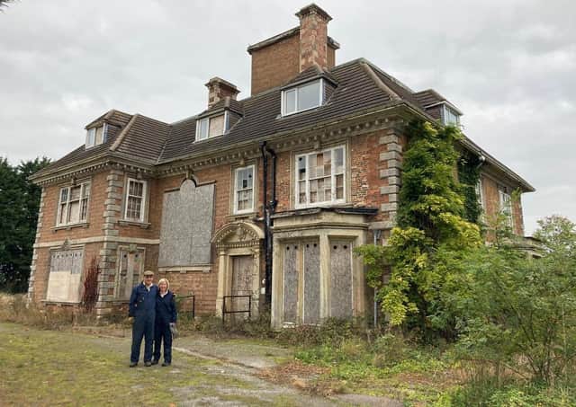 Charles and Sally Pinchbeck outside Heckington Manor on the day they took ownership of it. Photo: Erika Pinchbeck EMN-211106-094049001
