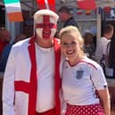 Paul and Heidi Farrell welcoming fans to Churchills Wine & Sports Bar in Skegness.