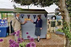 Mayor of Sleaford Coun Robert Oates and Mayoress Ann Oates officially open Poachers Patch community allotment at Sleaford railway station. Photo: Ian Dinmore EMN-210621-145114001