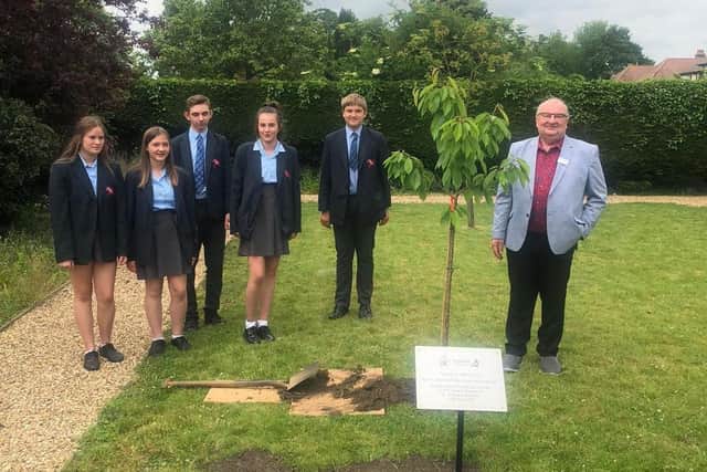A scene from the tree planting in Ruskington's Memorial Garden.
