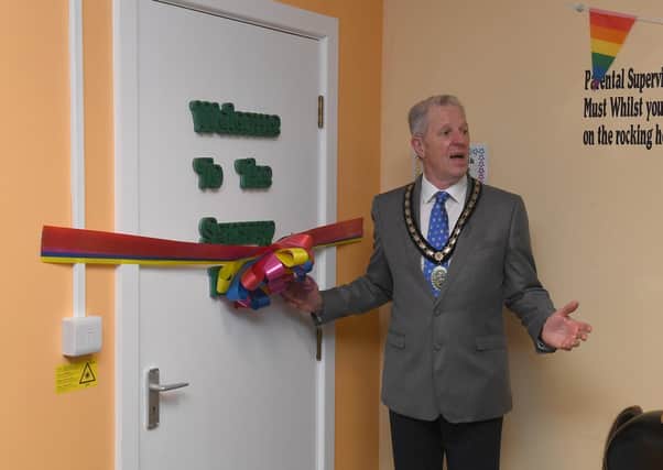 Opening of new multi-sensory room at Rainbow Stars. Mayor of Sleaford, Robert Oates officially opening the new sensory room EMN-210621-095019001