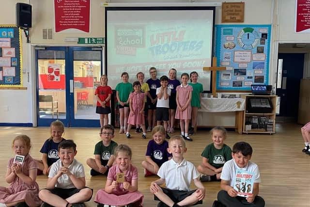 Children at St Andrew's School, Leasingham join in the Little Troopers virtual workshop. EMN-210618-212639001