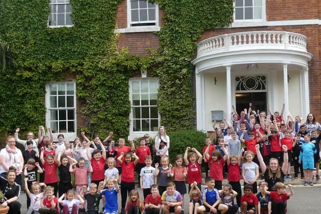 Gosberton Academy pupils outside Gosberton House Care Home.