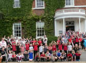 Gosberton Academy pupils outside Gosberton House Care Home.