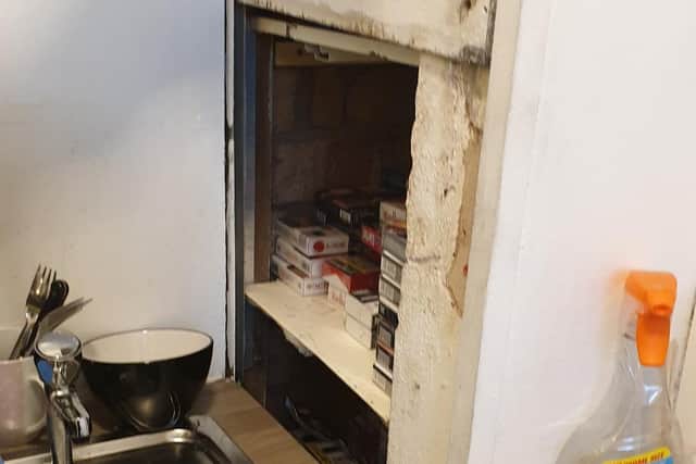 The cigarettes were hidden in the kitchen area