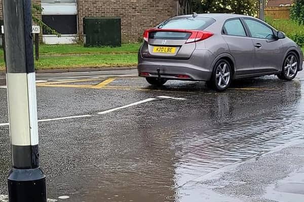 Lincoln Road in Skegness already flooding due to heavy rain. Photo: Barry Robinson.