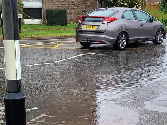 Lincoln Road in Skegness already flooding due to heavy rain. Photo: Barry Robinson.
