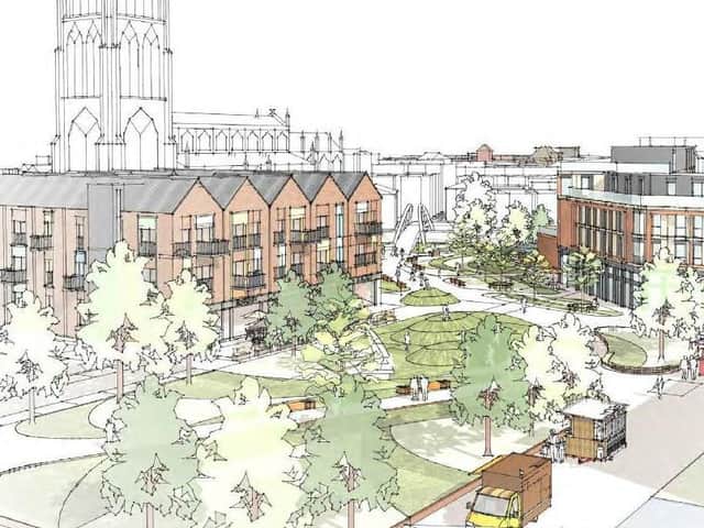 Artists' impression of how the new greener town centre would look