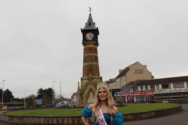 Rebecca Fearn of Skegness, pictured  after winning Miss Lincolnshire, is now competing in the Miss England competition.