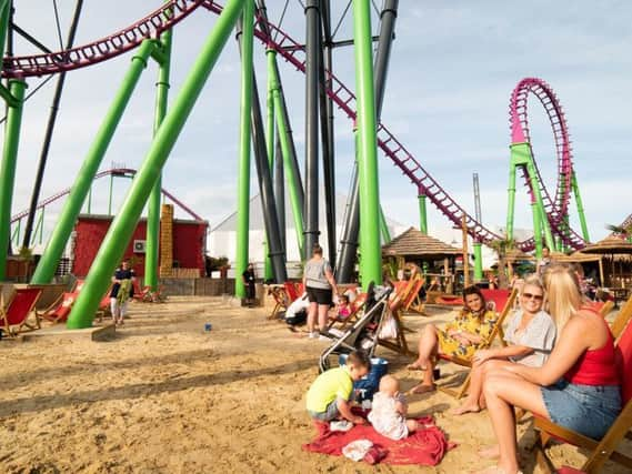 Love is in the air at the beach on Fantasy Island in Skegness.